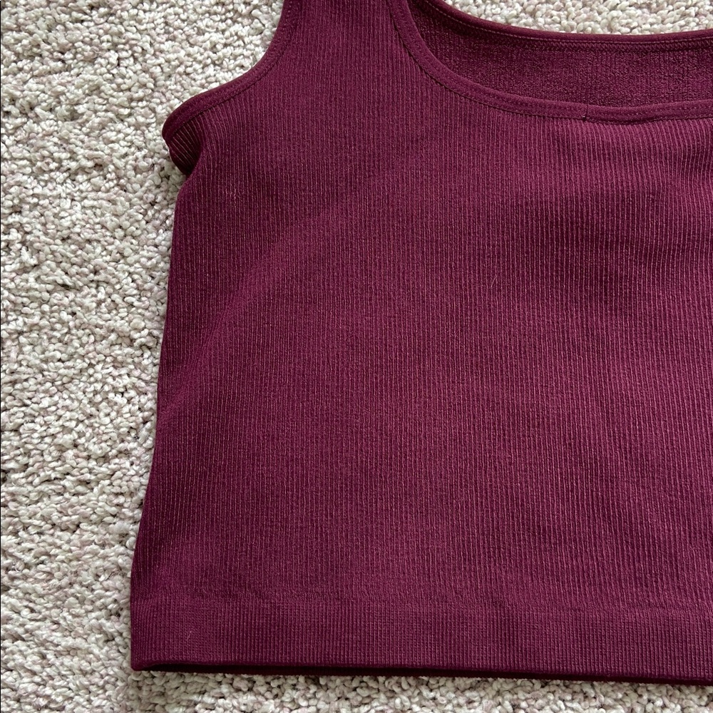 c’est moi • Maroon Fine Ribbed Cropped Bamboo Tank - Picture 7 of 12